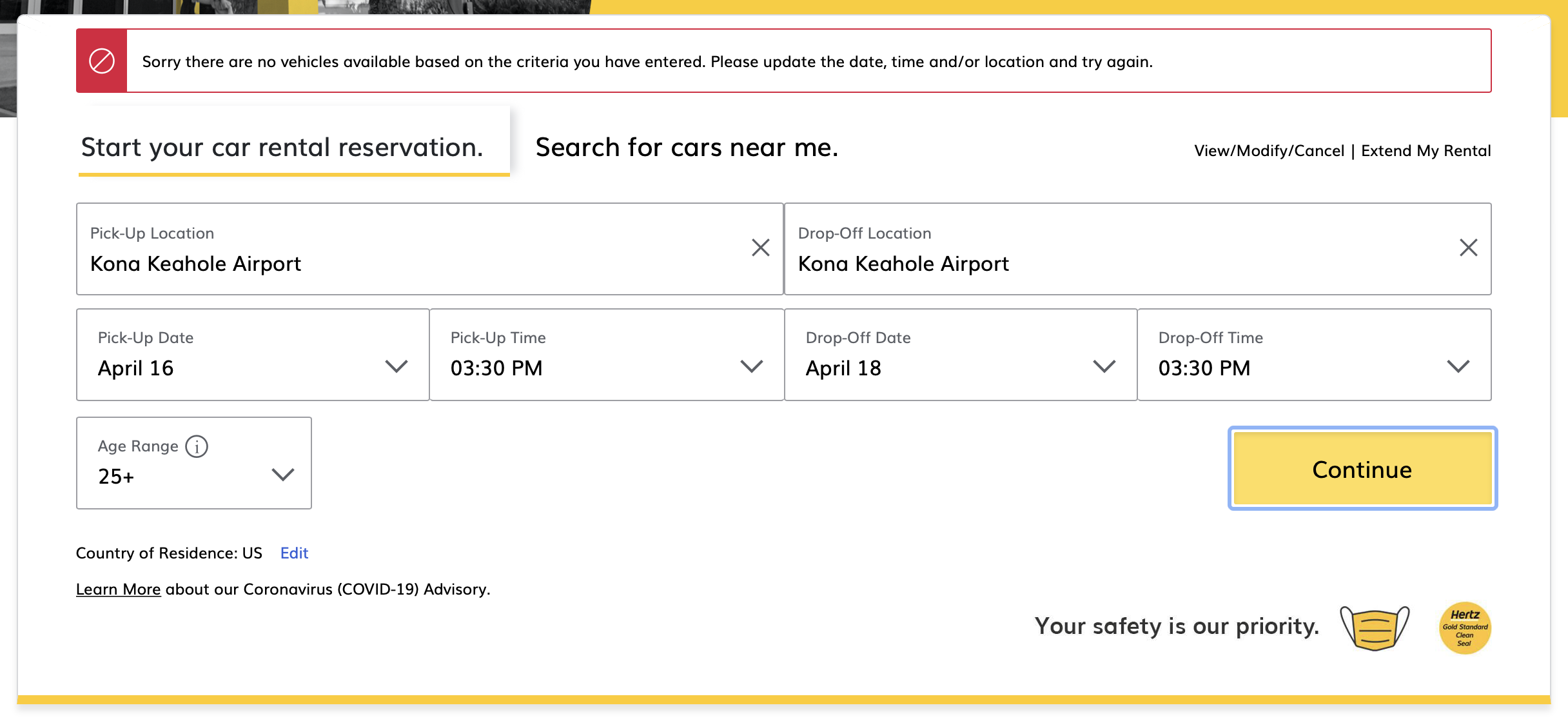 Hertz no availability in Kona