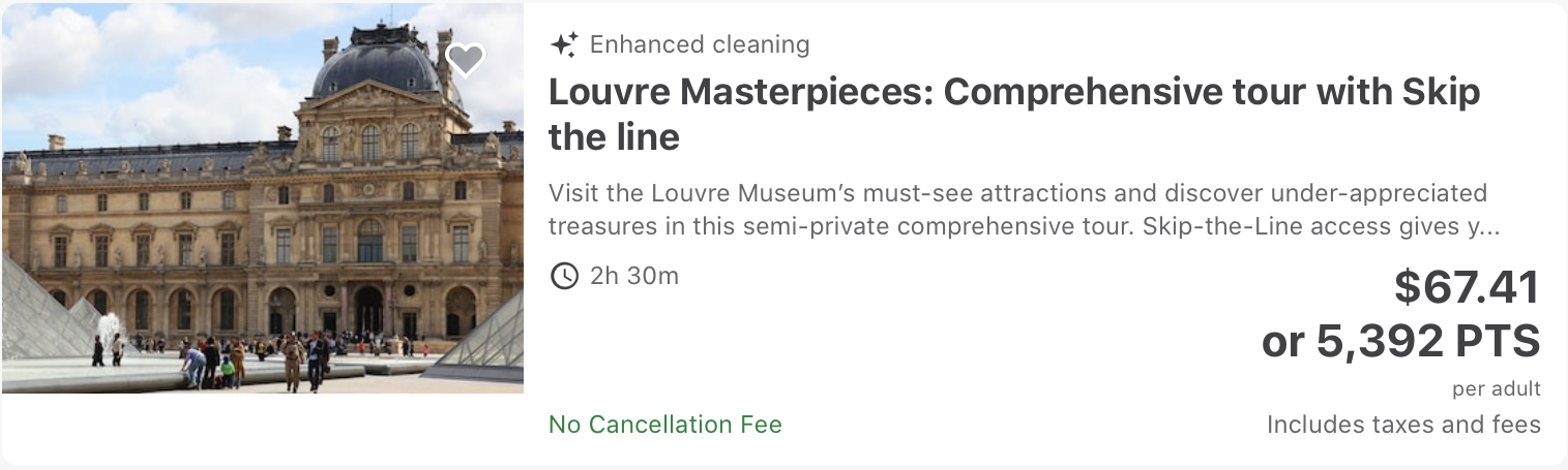 Louvre tour Chase travel portal