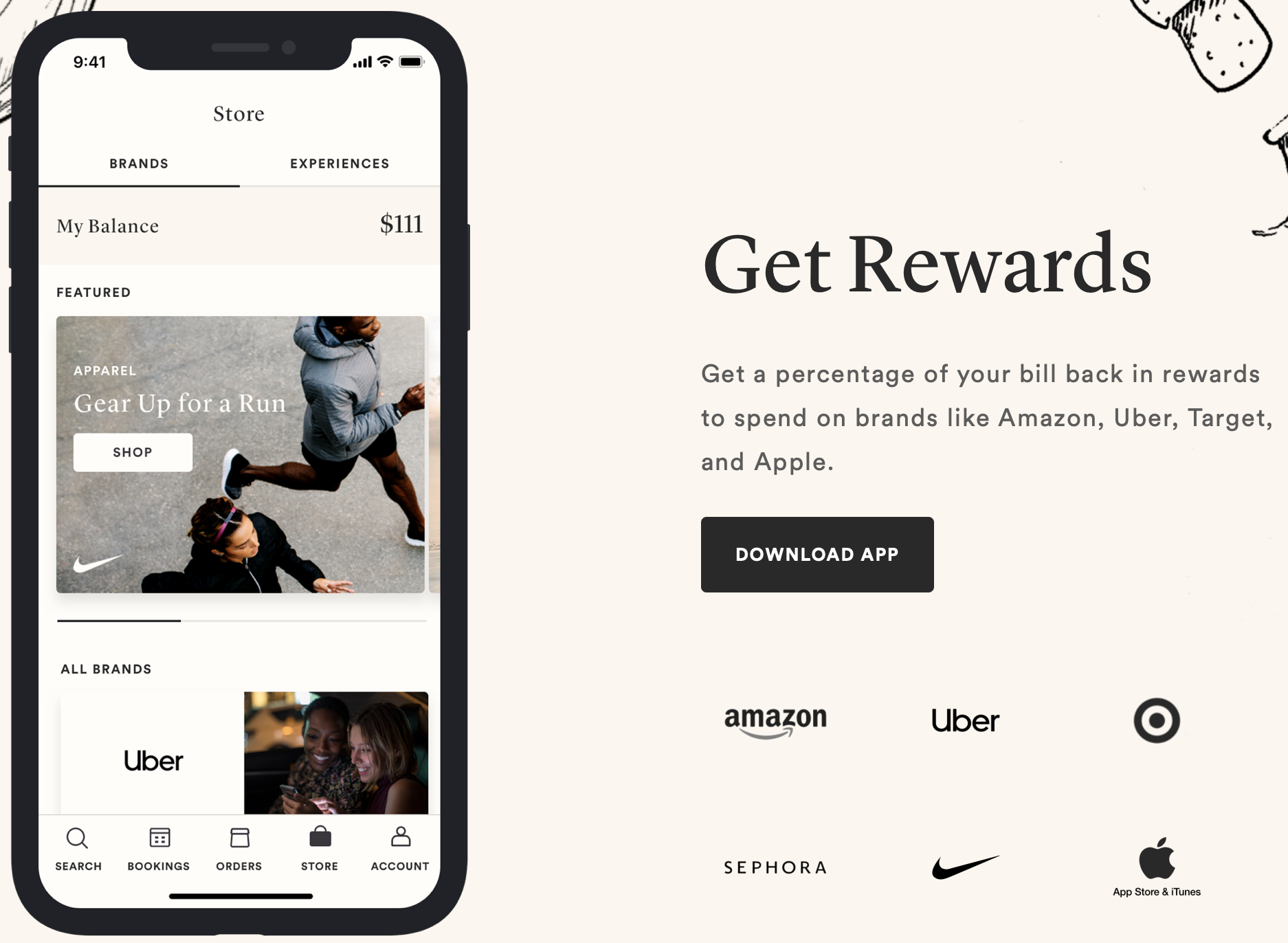 Seated app rewards partner list and app screen shot