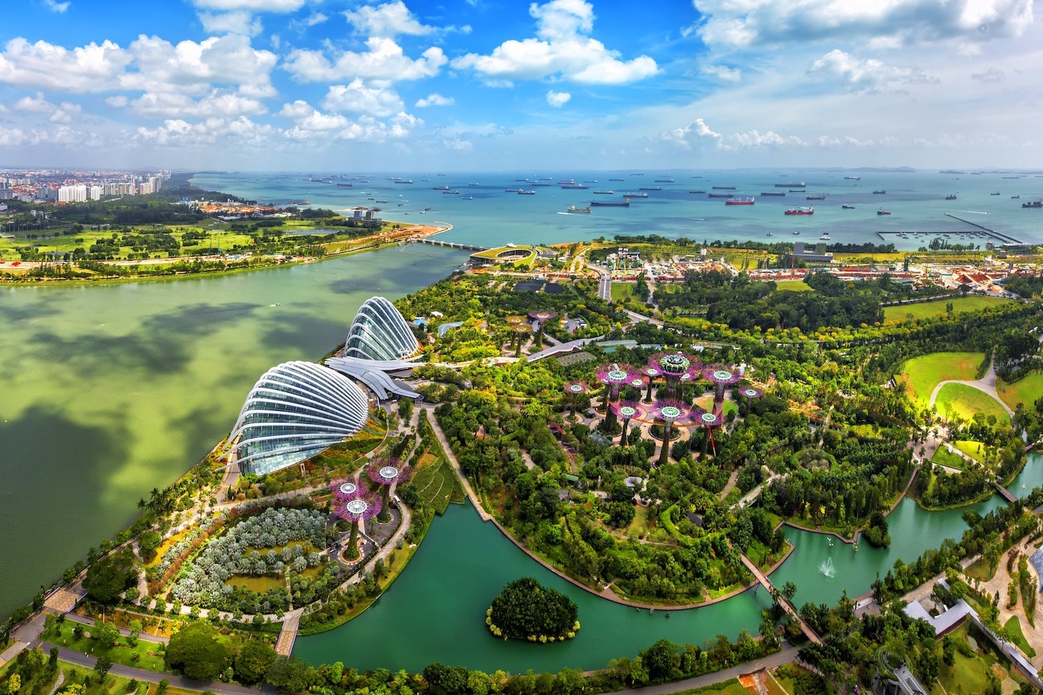 Bird eyes view of Singapore City skyline in Singapore