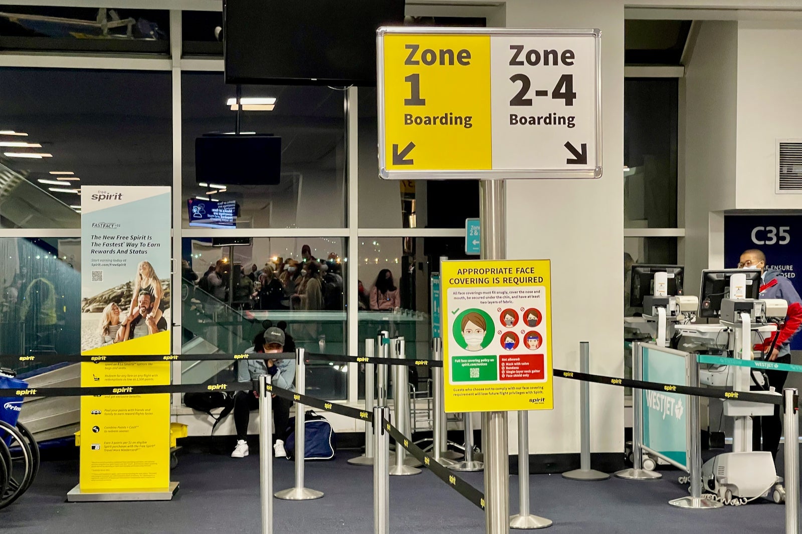 Boarding group signage for Spirit Airlines