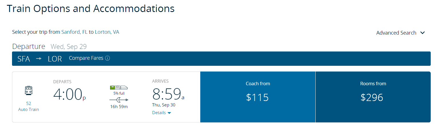 Amtrak pricing example