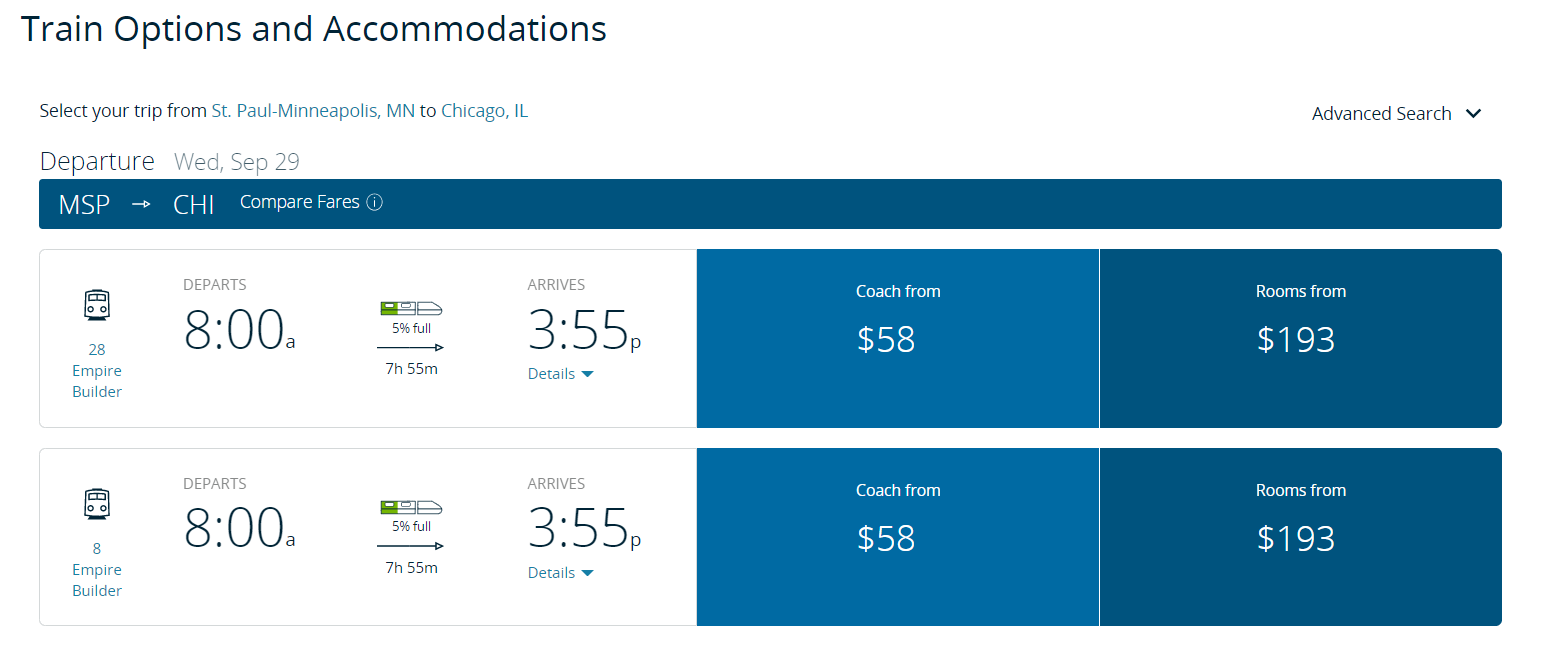 Amtrak pricing example