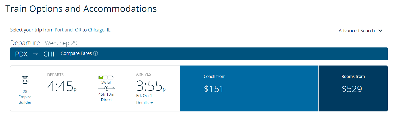 Amtrak pricing example