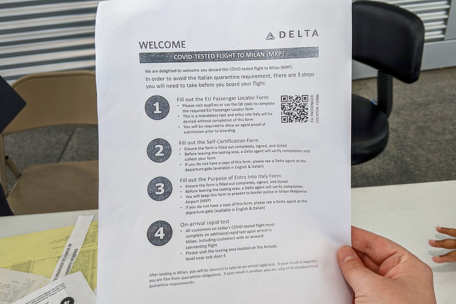 Delta COVID-tested flight form