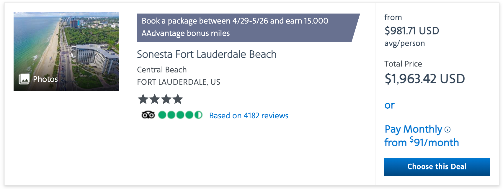 AA Vacations booking in FLL