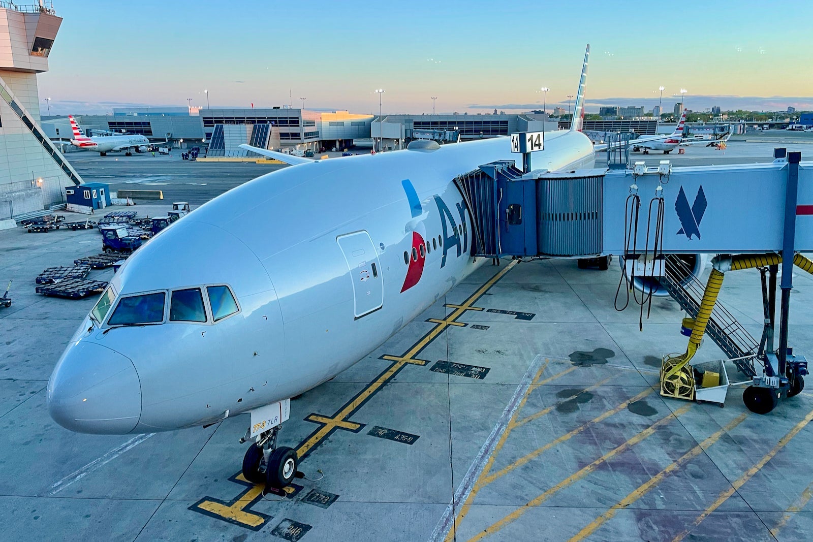 American Airlines 777-300ER at the gate at JFK airport
