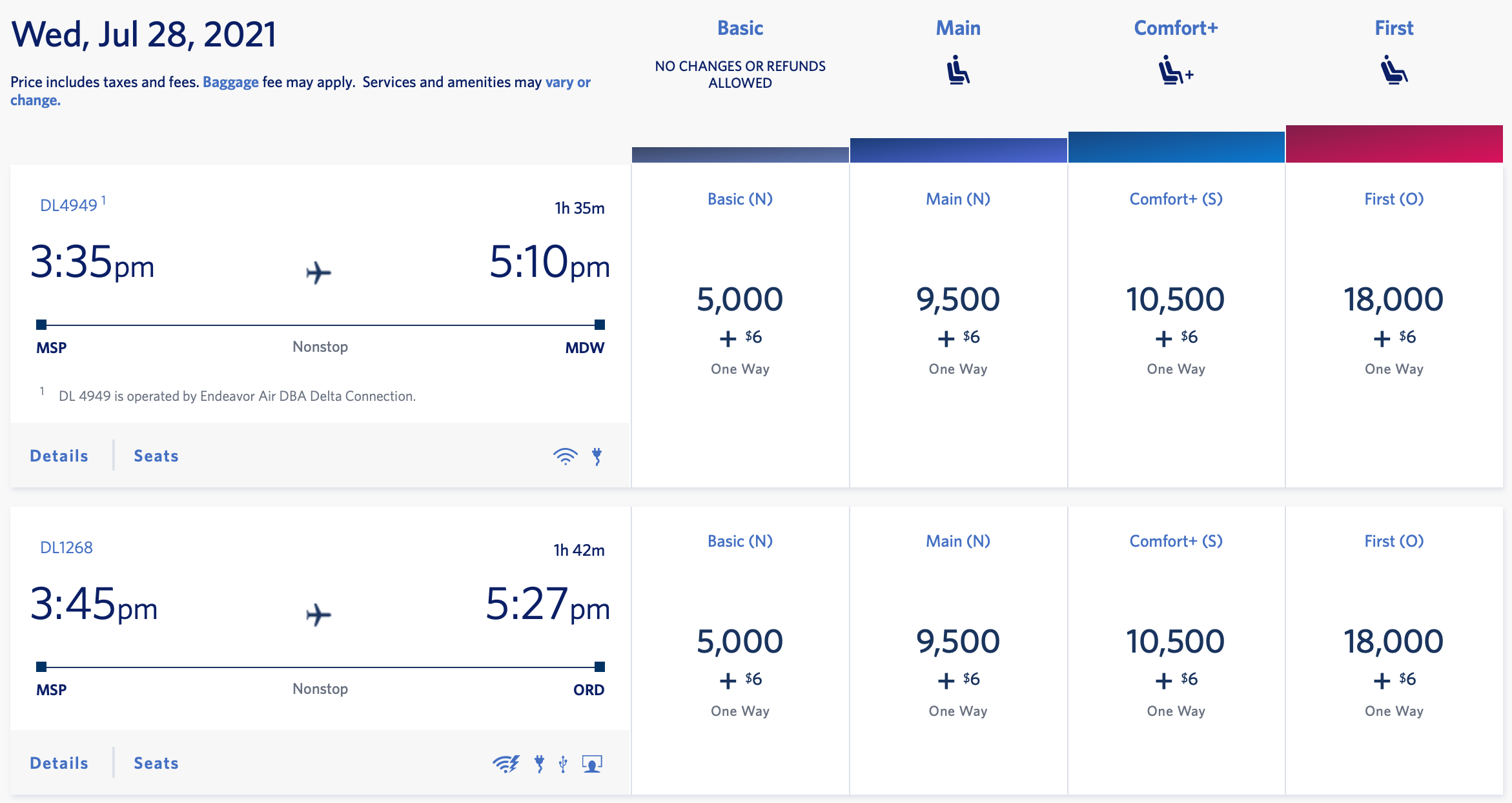 Delta MSP to Chicago awards