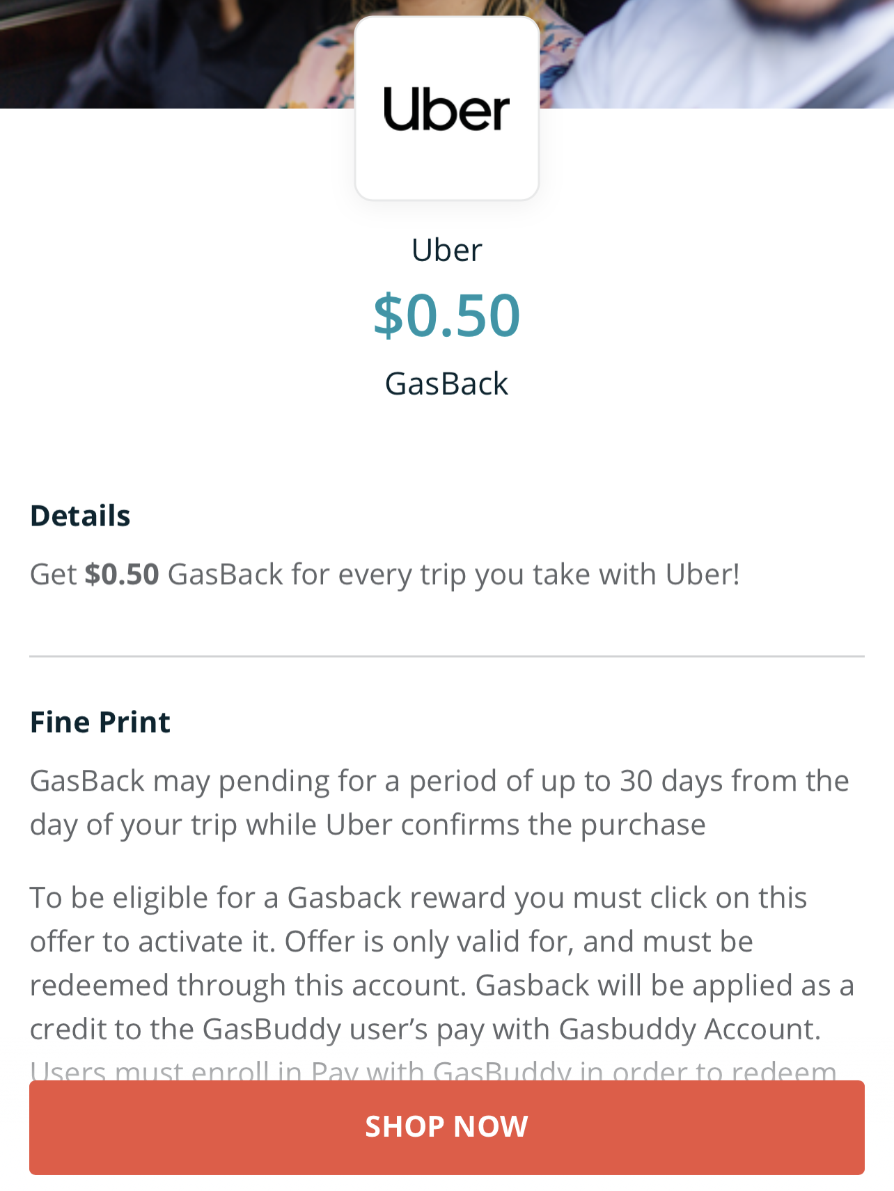 Earning GasBack on Uber rides