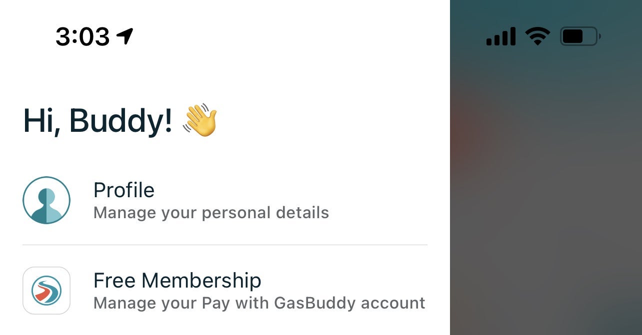 GasBuddy account settings