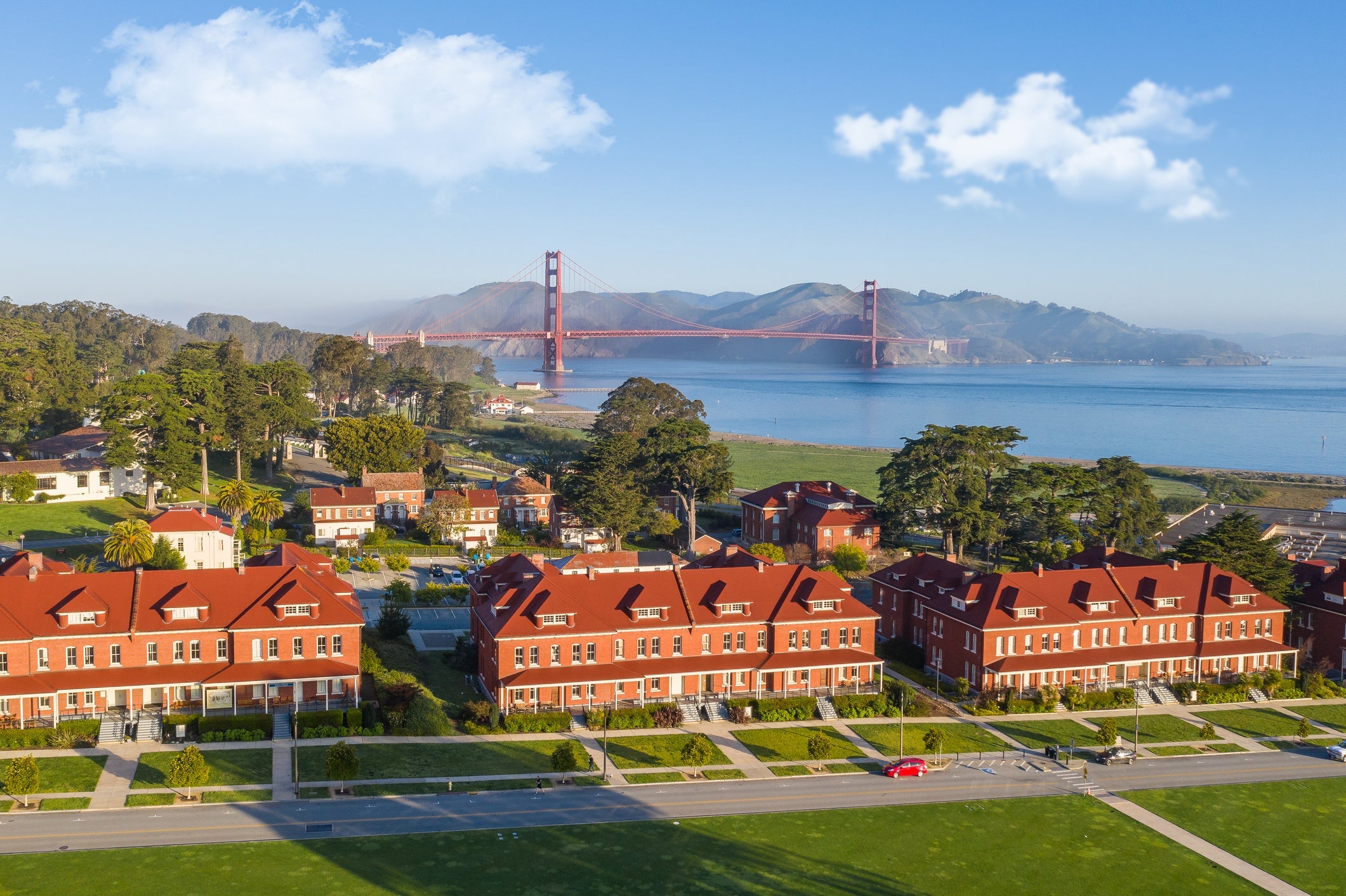 Aerial View of The Presidio and Golden Gate Bridge