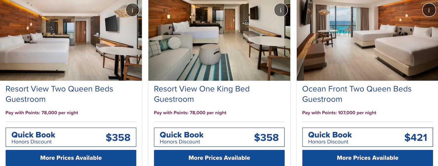 Hilton Cancun award rates for families