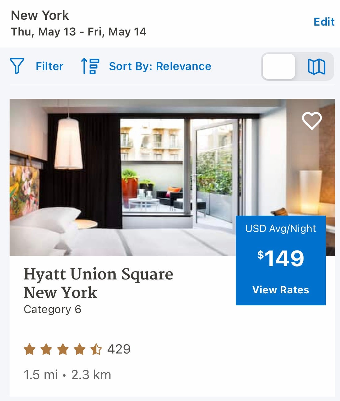 Hyatt Union Square New York $149