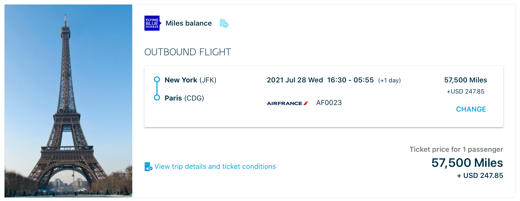 JFK to CDG Air France business class