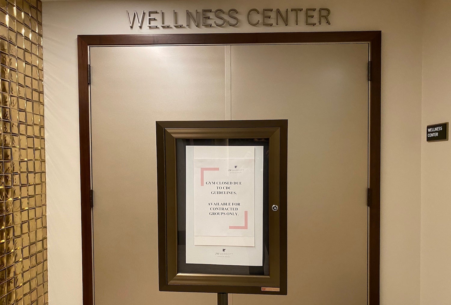 JW Marriott gym closed pandemic