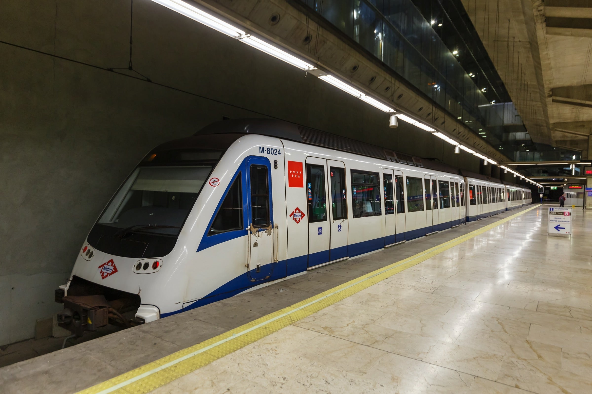 Madrid Metro train at Madrid airport