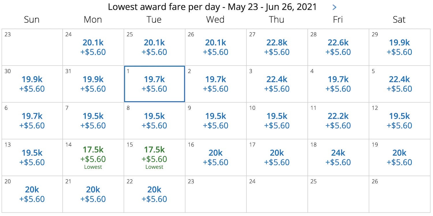 NYC-SJU award availability United June 2021