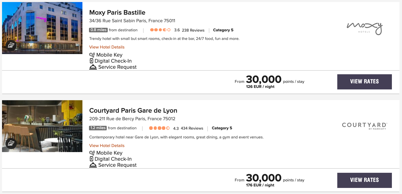 Paris budget Marriotts