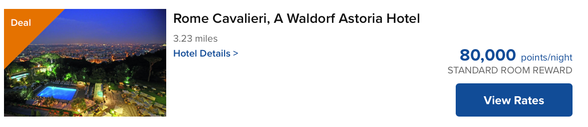 Rome Cavalieri points price