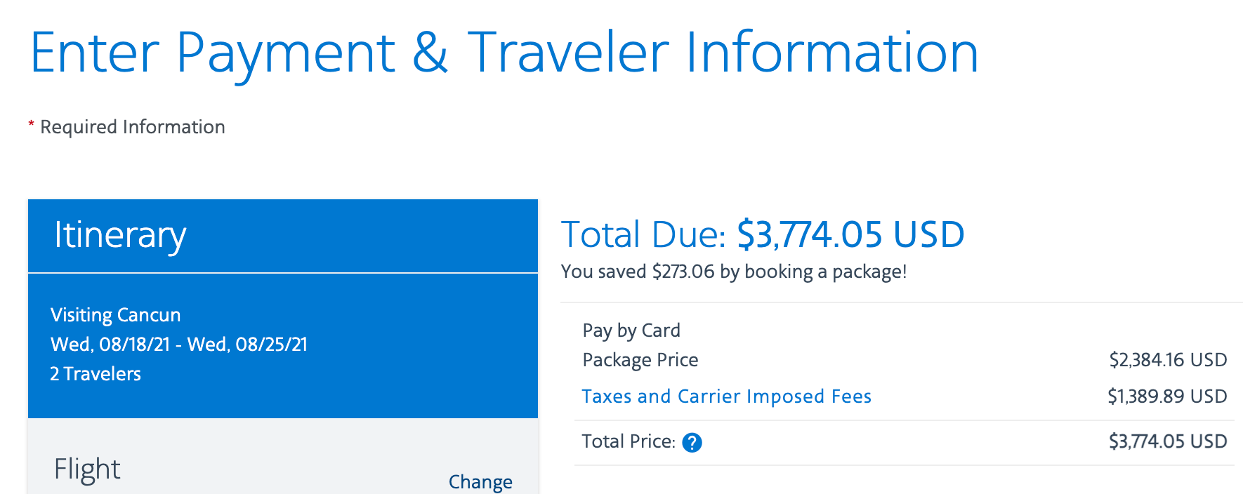 Booking an AA Vacation package