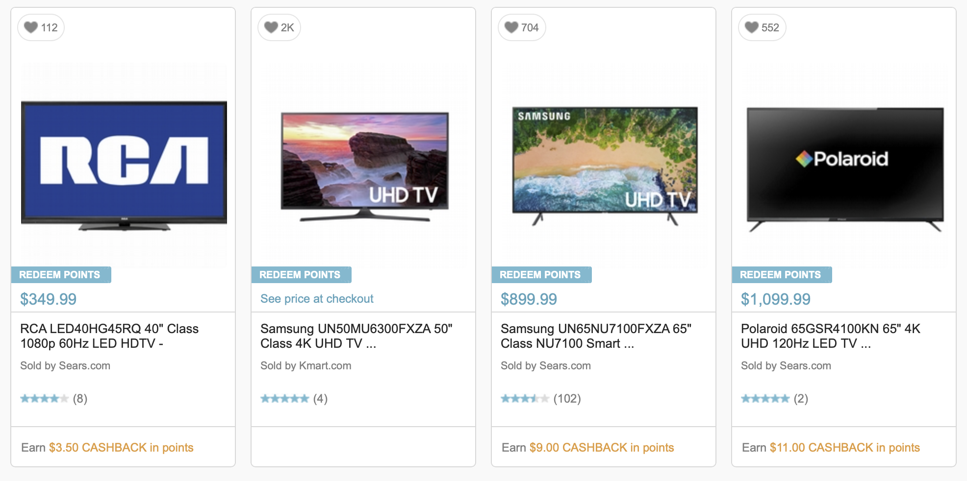 TV's on the Shop Your Way website