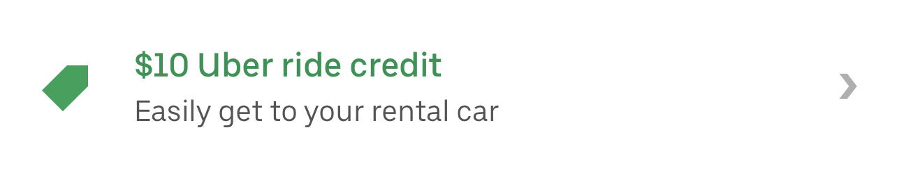 Uber ride credit for renting a car