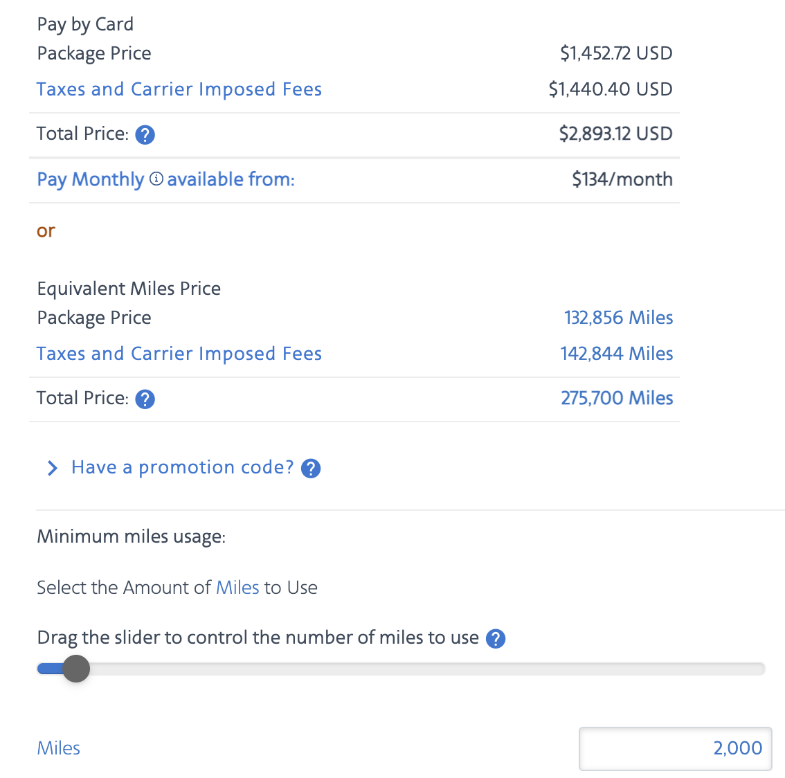 Using American miles toward AA Vacation packages