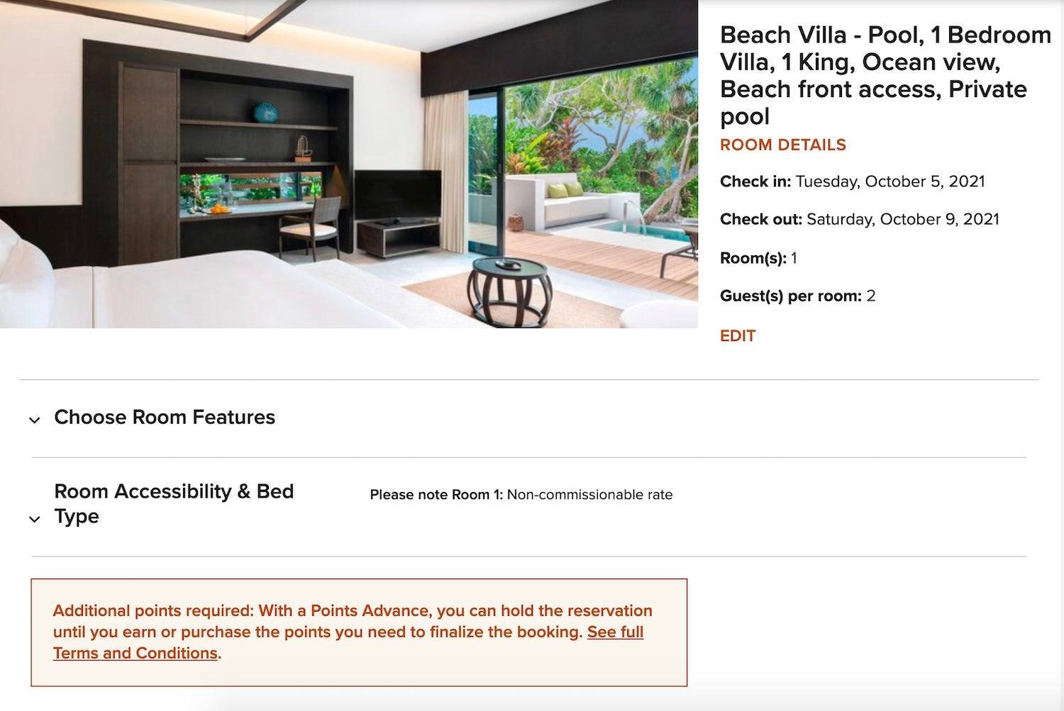 Westin Maldives beach villa rates point advance