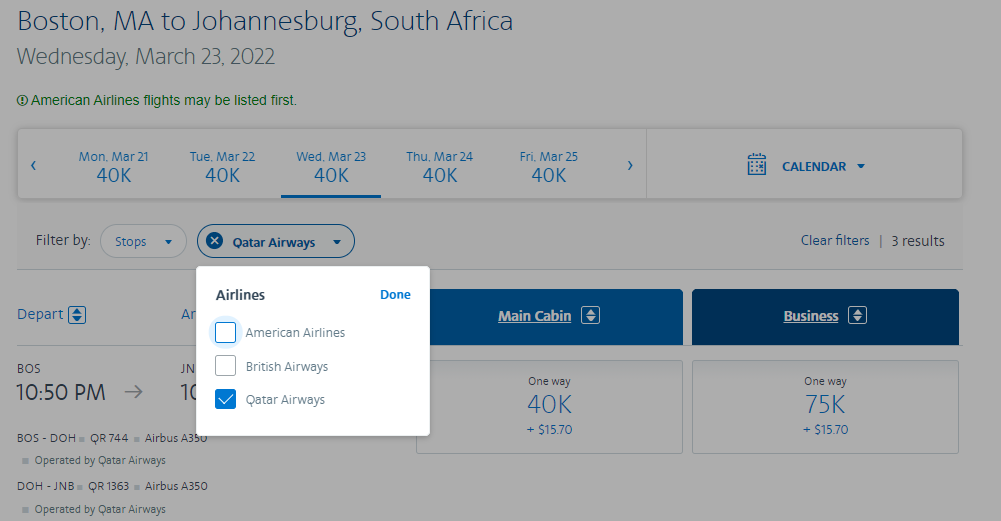 American Airlines booking process