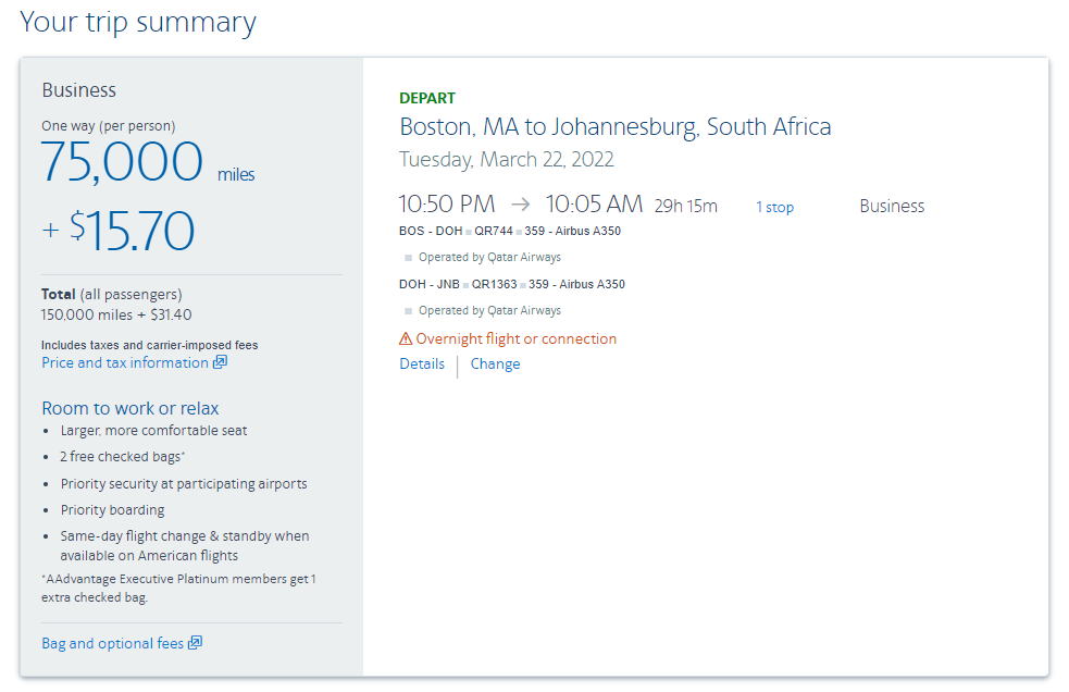 American Airlines booking process