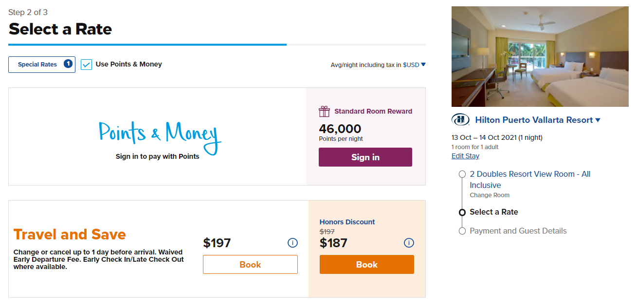 Hilton Puerto Vallarta award pricing
