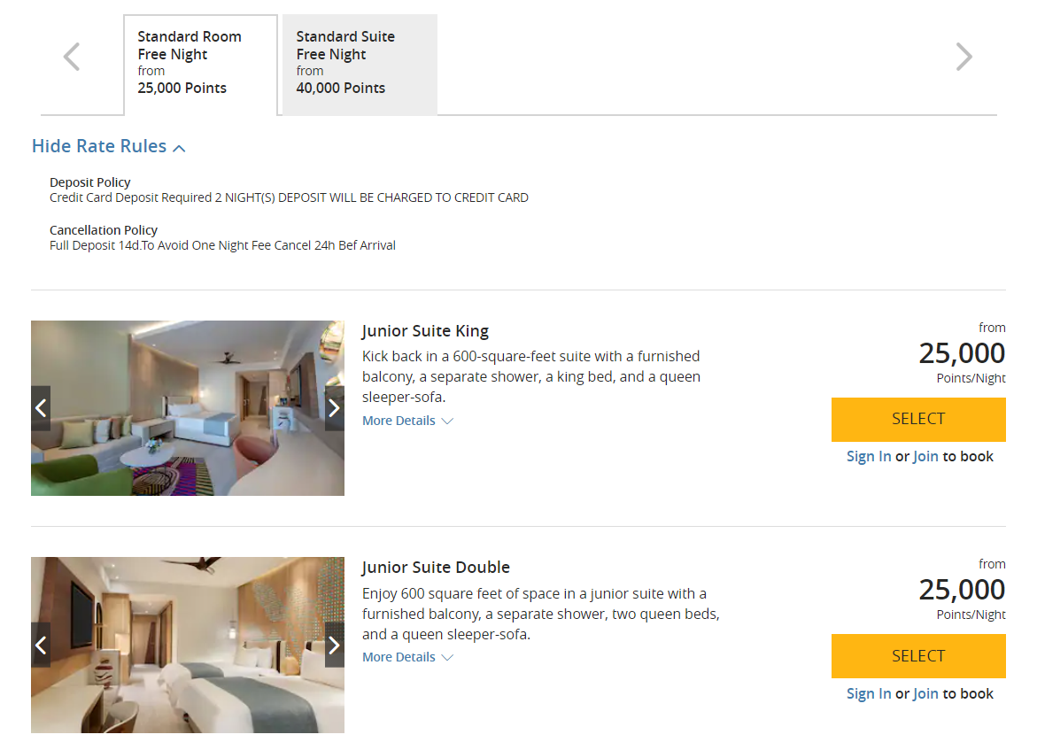 Hyatt Ziva Cap Cana award costs