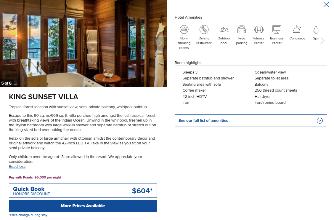 Hilton room types in Seychelles