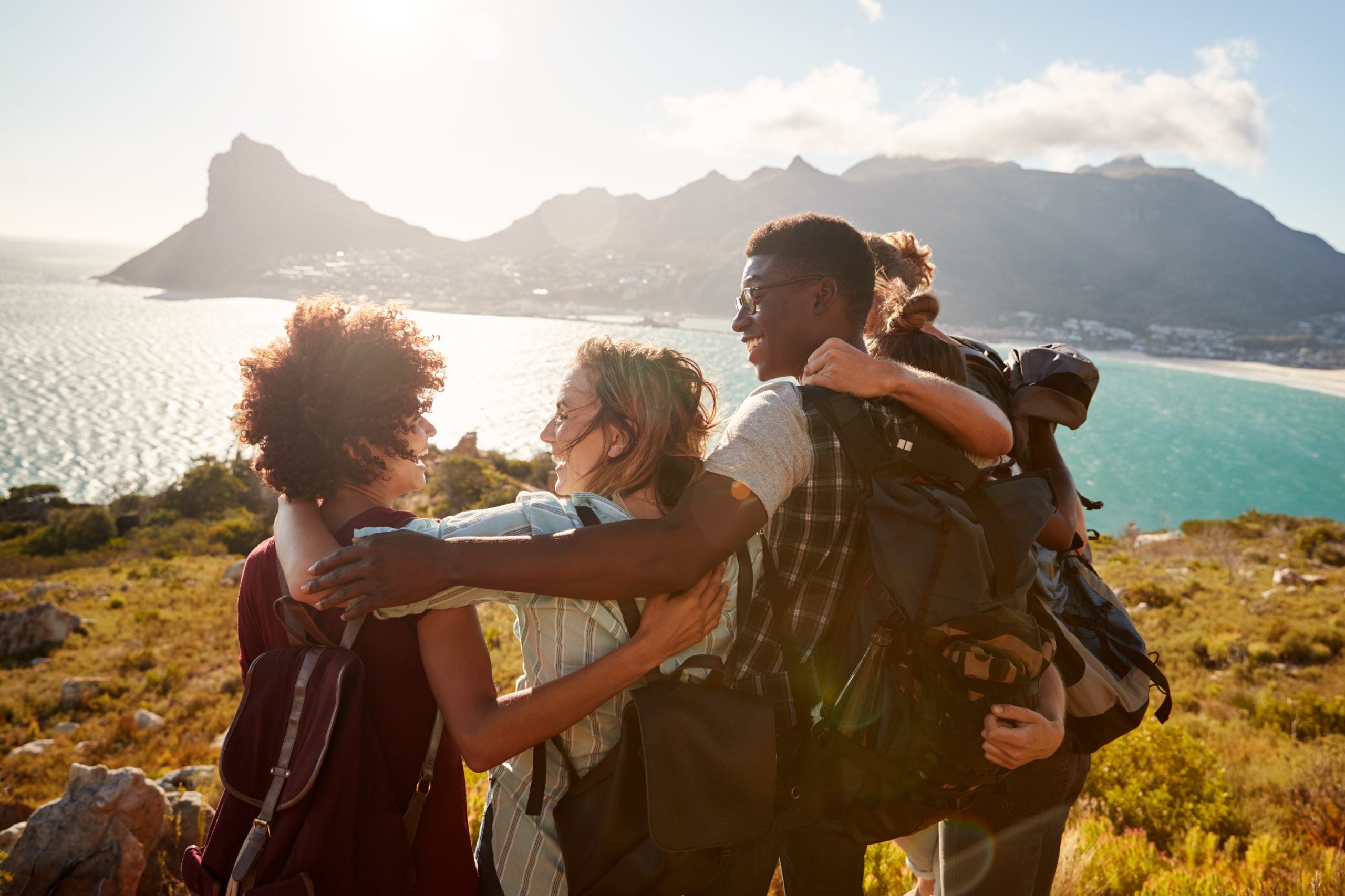 A group of friends near a lake