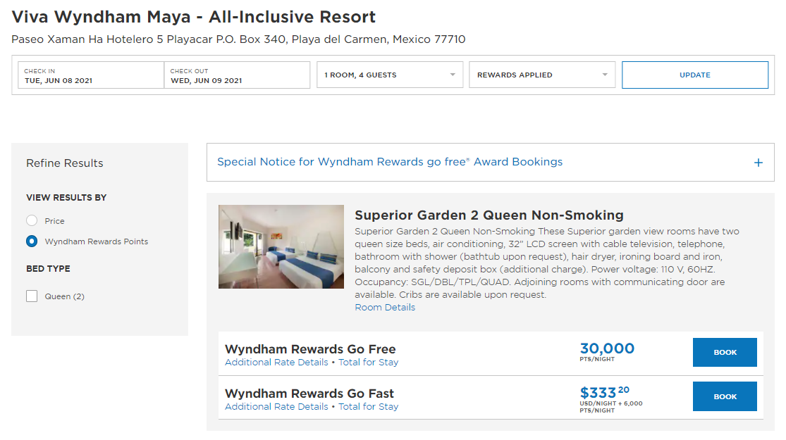Wyndham Viva Maya award booking