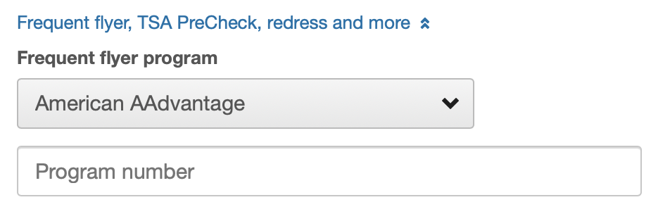 Adding American AAdvantage number to a Chase Travel Portal booking