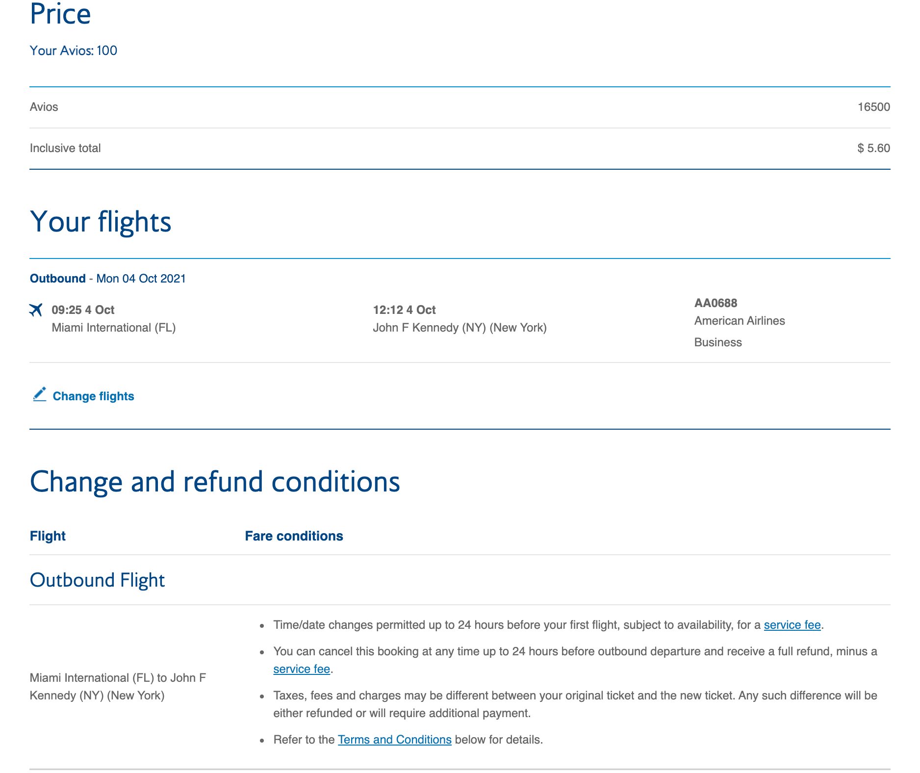 BA award booking page