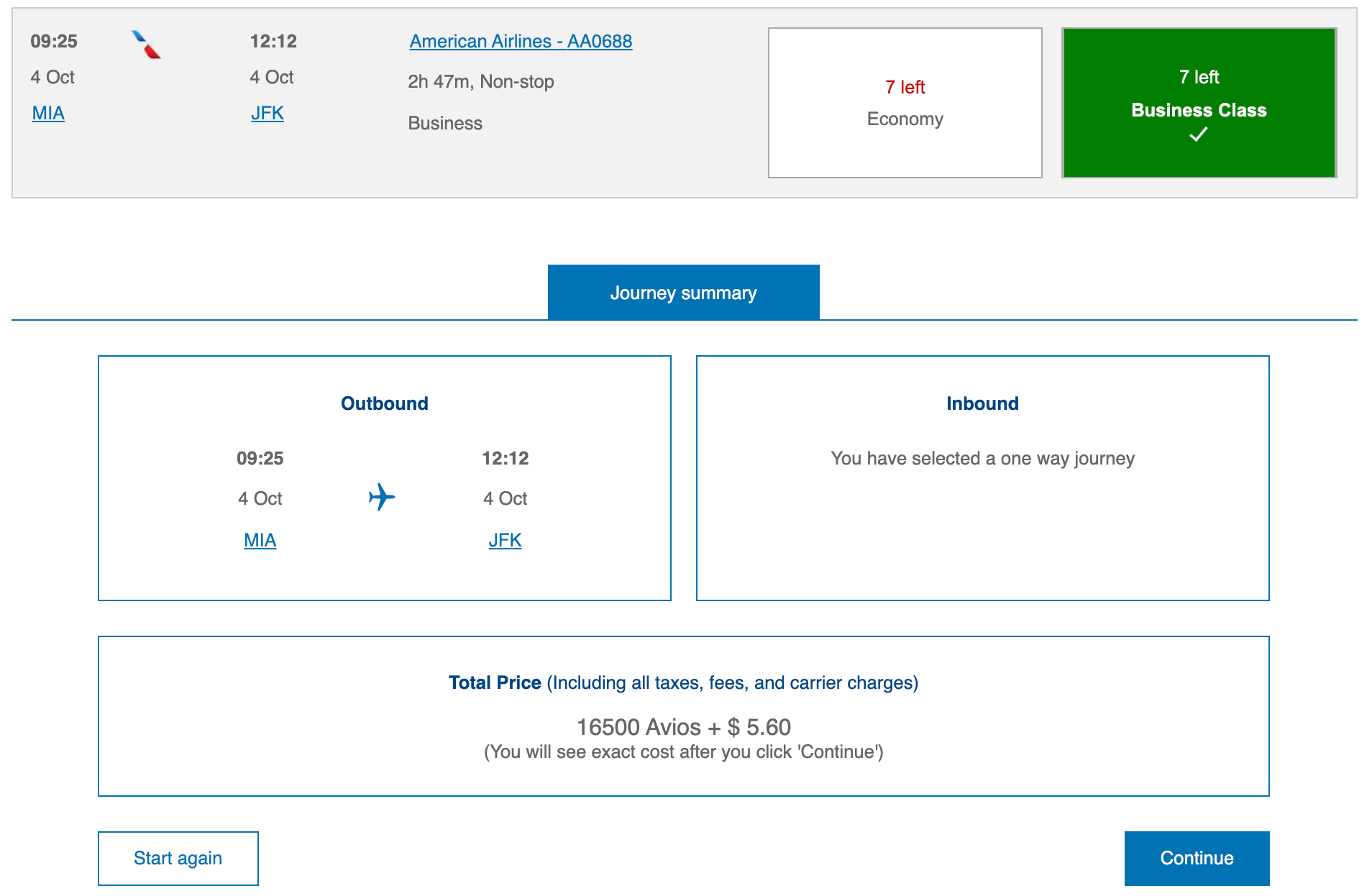 BA award price