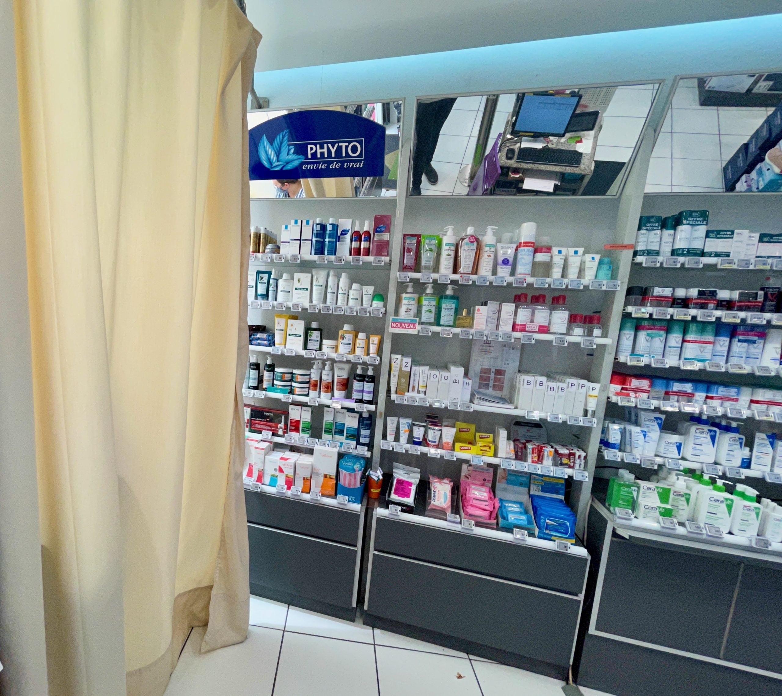 COVID testing booth at a pharmacy in Nice, France