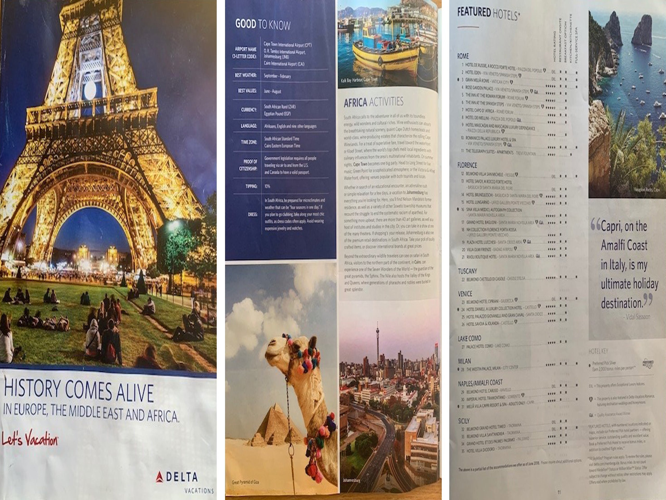 "Vintage" 2018 Delta Vacations catalog.