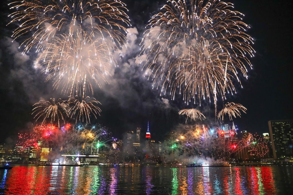 Macy's Fourth of July Fireworks display over the NYC skyline in 2020