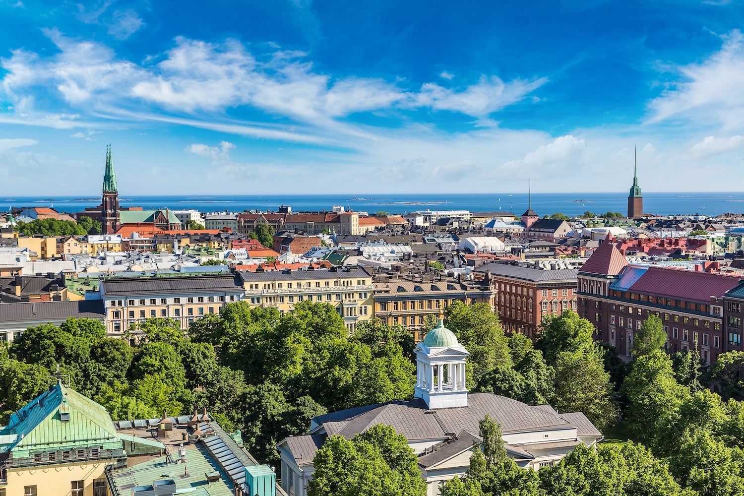 Panoramic aerial view of Helsinki in a beautiful summer day, Finland