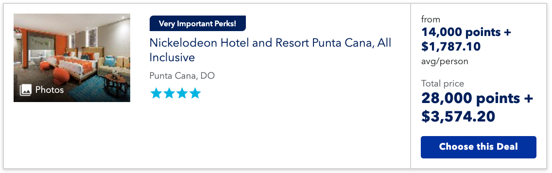 JetBlue Vacations points price