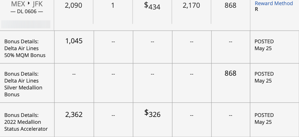 MEX to JFK Delta earnings