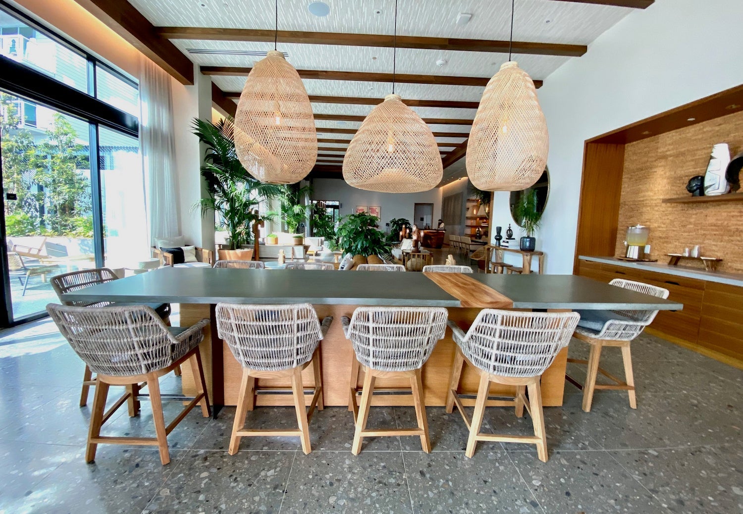 Mission Pacific Hotel lobby workspace