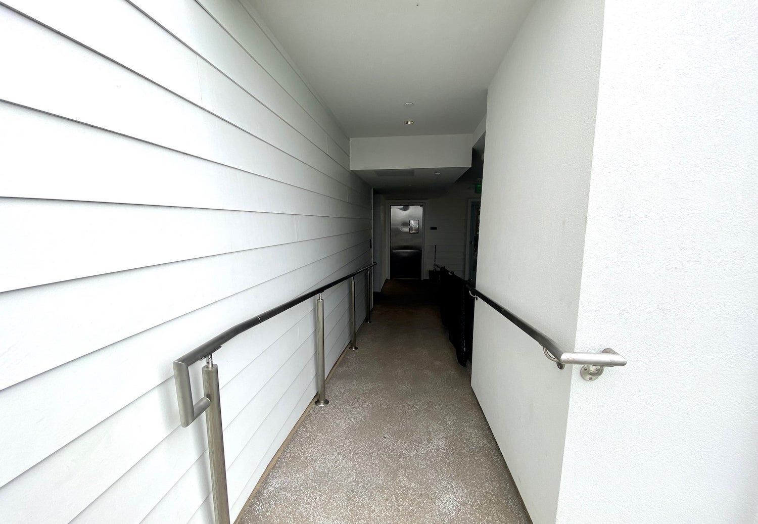 Ramp leading up to the rooftop pool