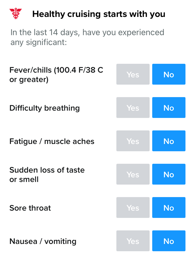Royal Caribbean's online health form