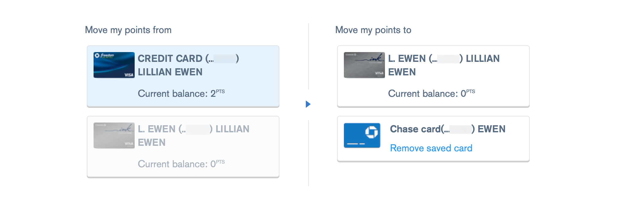 Combining Chase Ultimate Rewards points online