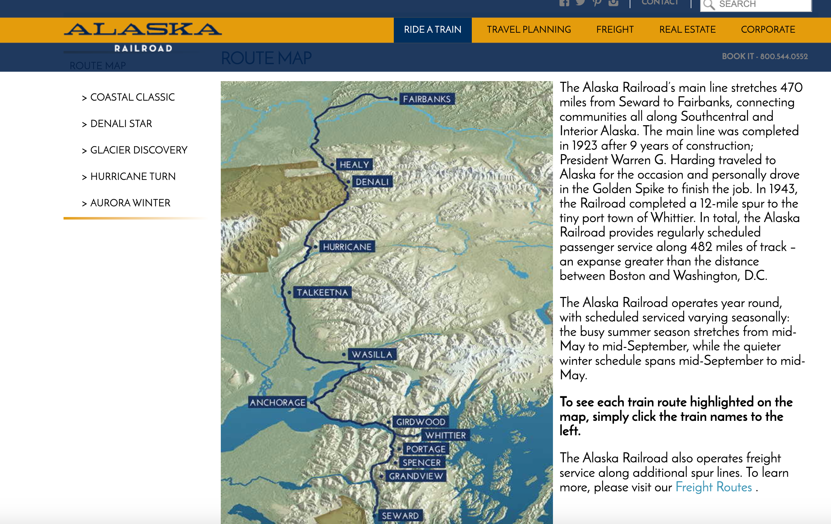 Alaska Railroad route map