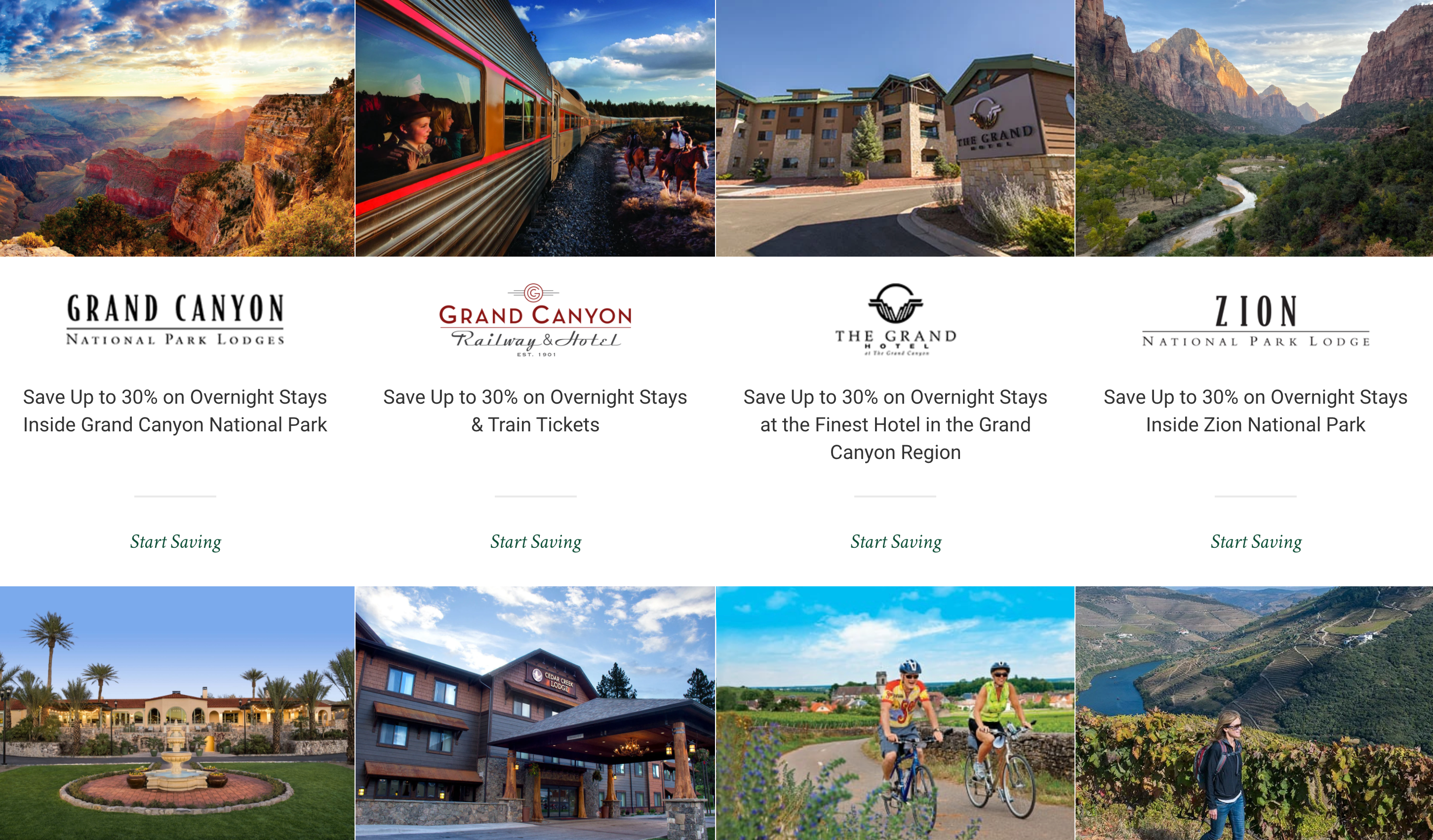 webpage for Xanterra travel sale